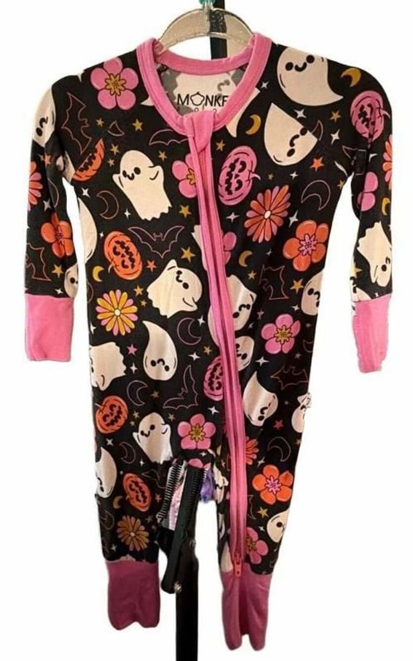 Bamboo Monkee Roos Halloween Romper Size 0-3M Ghost Pumpkin Zippy